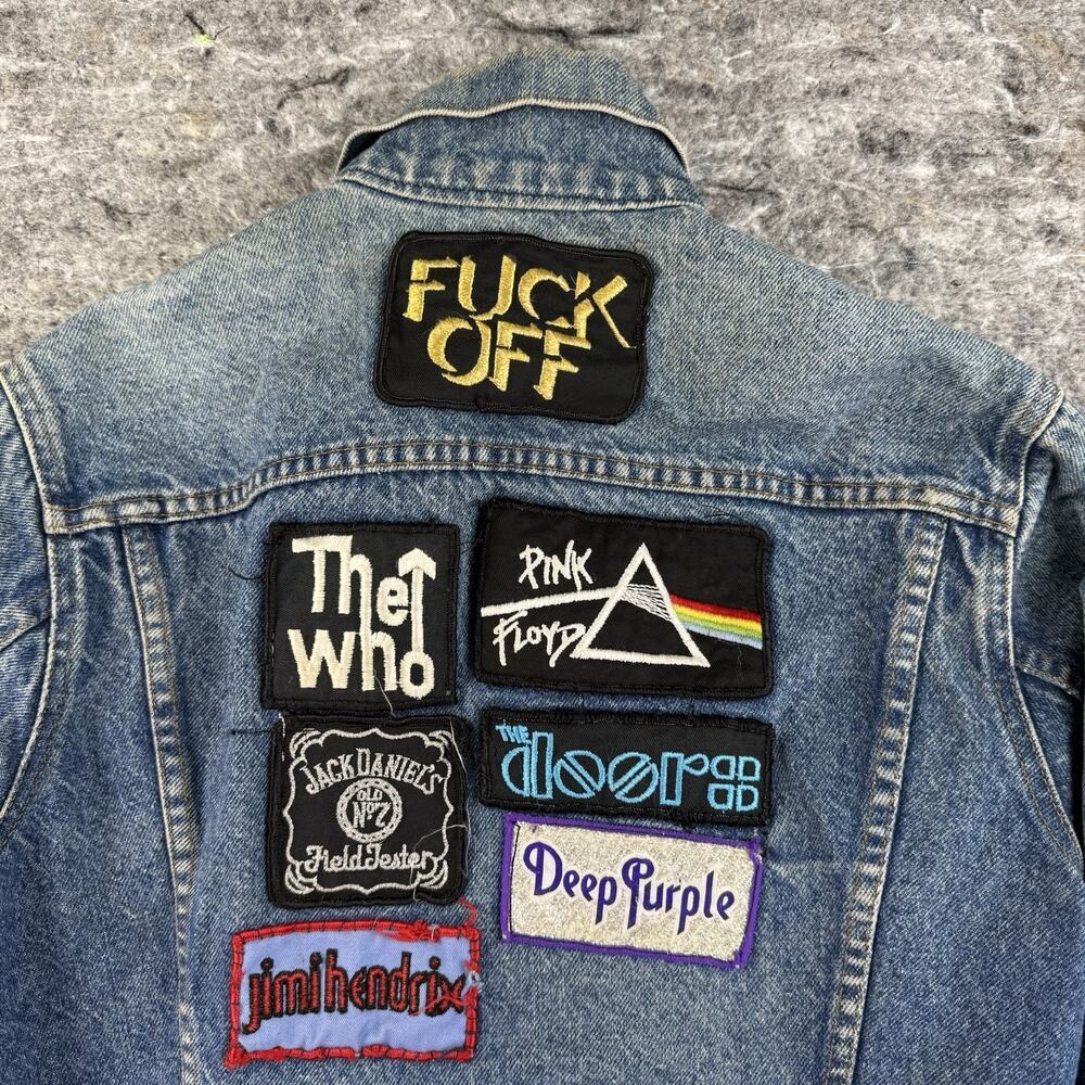 Vintage Levis Jacket Blue Denim Trucker Patch 71205 0217 Made USA Sz 36L WPL 423 - Picture 13 of 16